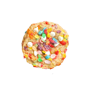 Colorful cookie with sprinkles on a white background