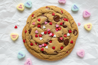 add more heart sprinkles to cookie